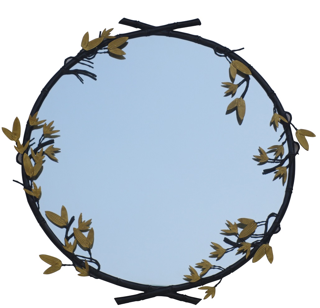 Wall Mirror black frame with leaves, MR-1132