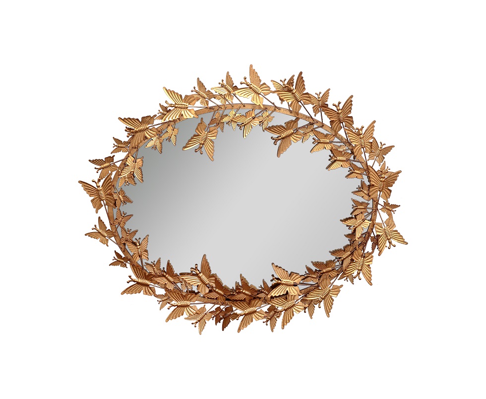 Oval shaped wall mirror with butterfly frame MR-1182