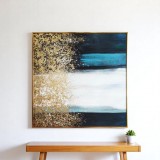 Abstract art painting - blue, white and gold SJ-130036-A