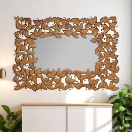 Wall mirror with leaf frame - golden color MR-1130-A