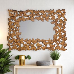 Wall mirror with leaf frame - golden color MR-1130-A