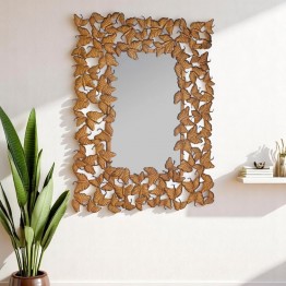 Rectangular wall mirror with leaves frame MR-1130-B