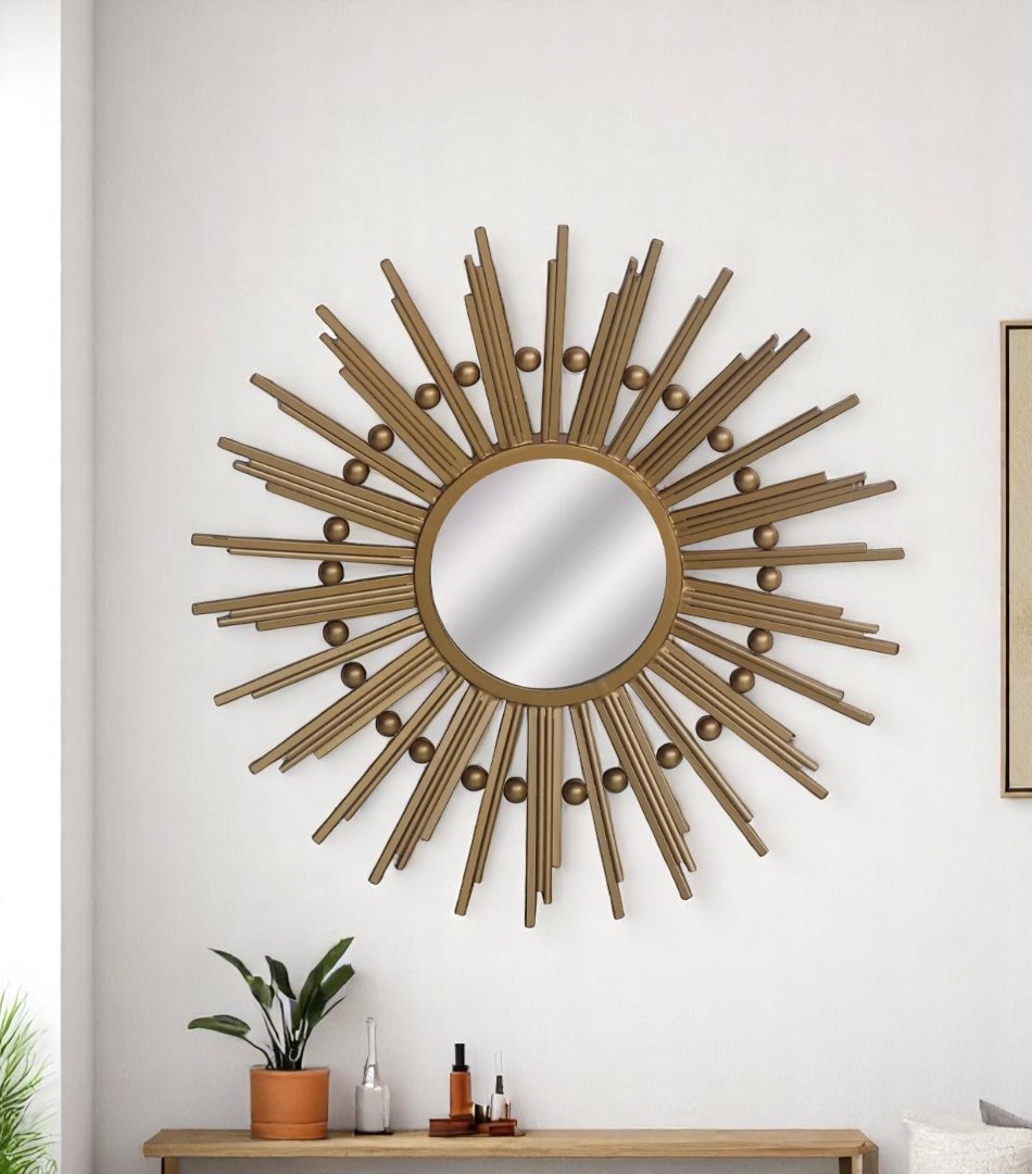 مرآة دائرية تصميم أشعة الشمس - ذهبي  MR-1165-A