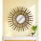 مرآه حائط دائريه ذهبي تصميم أشعة الشمس MR-1165-B