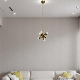 Ceiling chandelier with 6 bulbs golden color MGC-7208-6