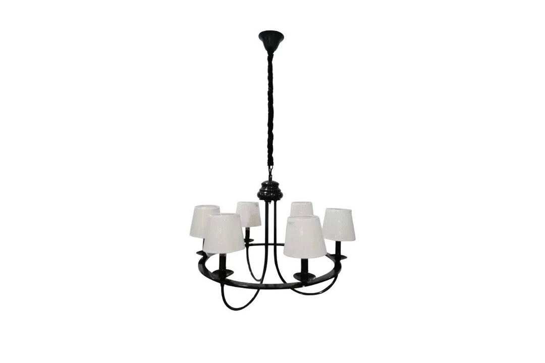  black chandelier lamp, 6 lights, white cover, MGC-13790-6