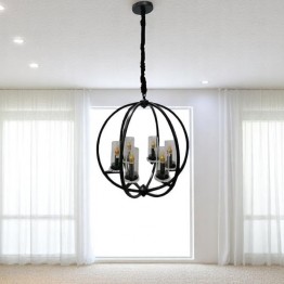 Metal ceiling chandelier with 6 electric lights - Black MGC-16034-6 