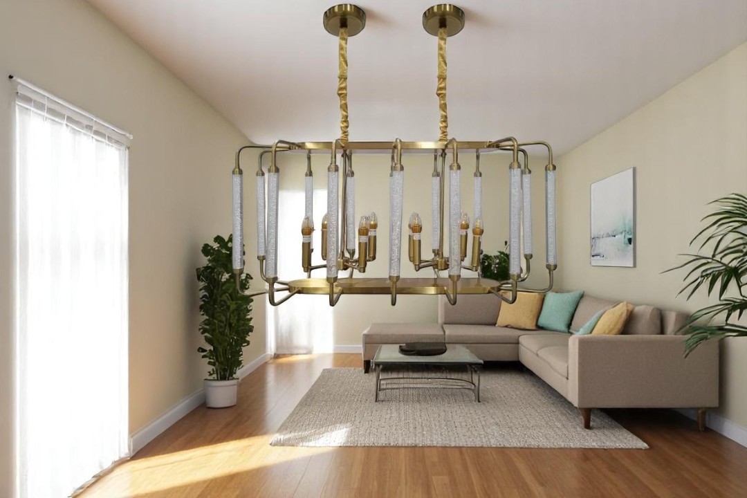 Golden Rectangular Ceiling Chandelier MGC-18041-8