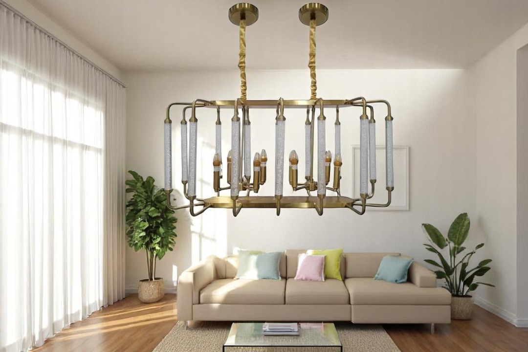 Golden Rectangular Ceiling Chandelier MGC-18041-8