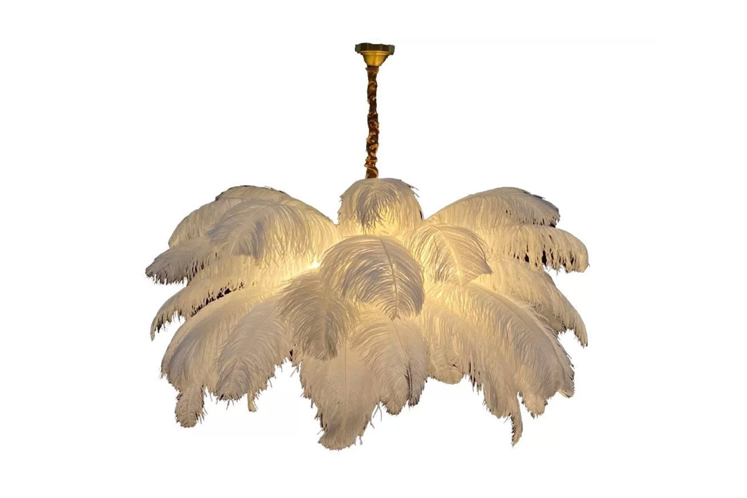 Modern chandelier lights, shape of a white feather, MGC-8268-6