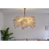 Modern chandelier lights, shape of a white feather, MGC-8268-6