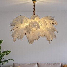 Modern chandelier lights, shape of a white feather, MGC-8268-6