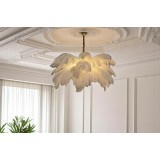 Modern chandelier lights, shape of a white feather, MGC-8268-6