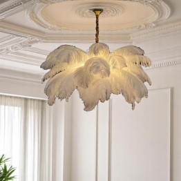 Modern chandelier lights, shape of a white feather, MGC-8268-6