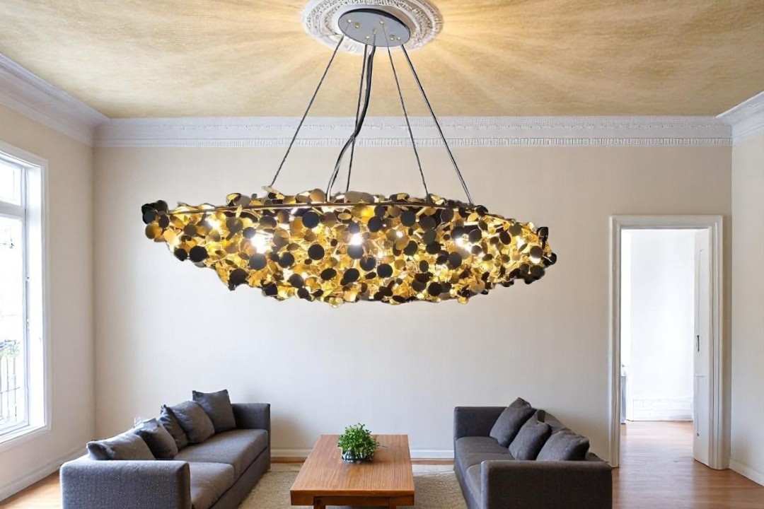 Bird's nest pendant ceiling lamp, gold color MGC-8311-8