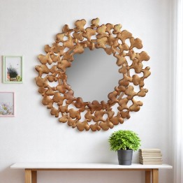 Round wall mirrors with golden leaves  MR-1133