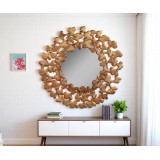 Round wall mirrors with golden leaves  MR-1133