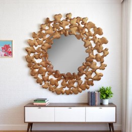 Round wall mirrors with golden leaves  MR-1133