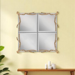 Square decorative mirror with a golden frame MR-1129