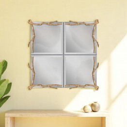 Square decorative mirror with a golden frame MR-1129