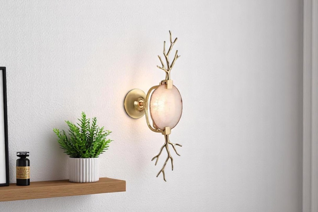Gold-colored wall lamp, circular shape, MGW-15782-1B