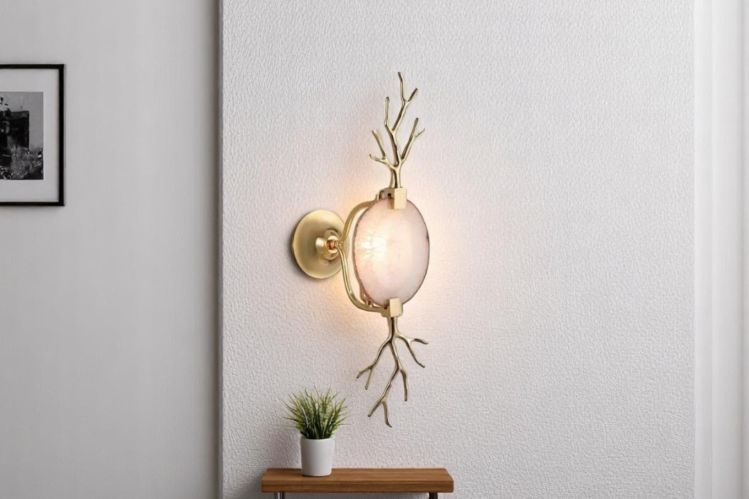 Gold-colored wall lamp, circular shape, MGW-15782-1B