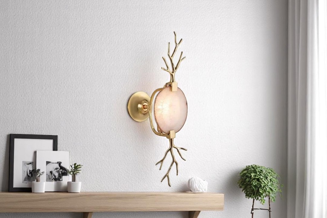 Gold-colored wall lamp, circular shape, MGW-15782-1B