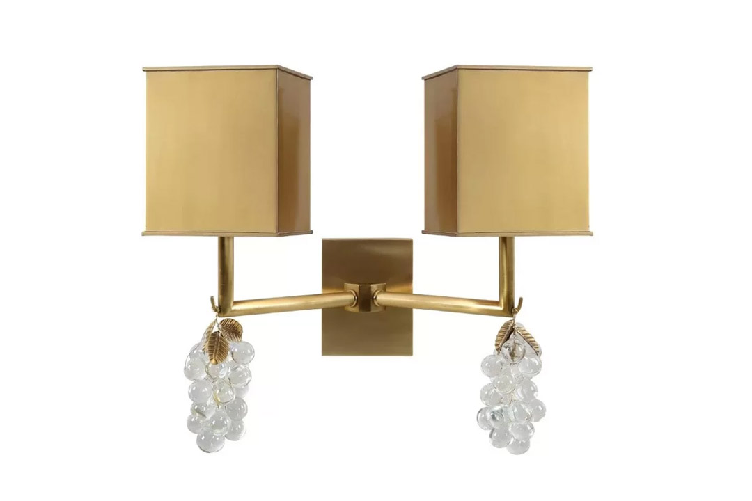 Wall lampshade, gold and white, 2 electric lamps, MGW-17056-2