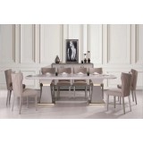 Dining table 12 chairs + modern mirror buffet LDS-069