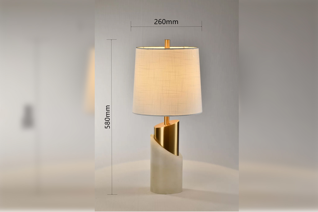 Desk lamp with column made of golden metal and marble HB-2620