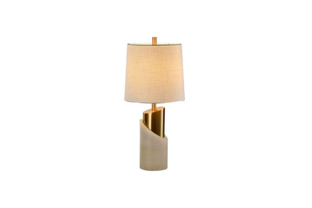Desk lamp with column made of golden metal and marble HB-2620