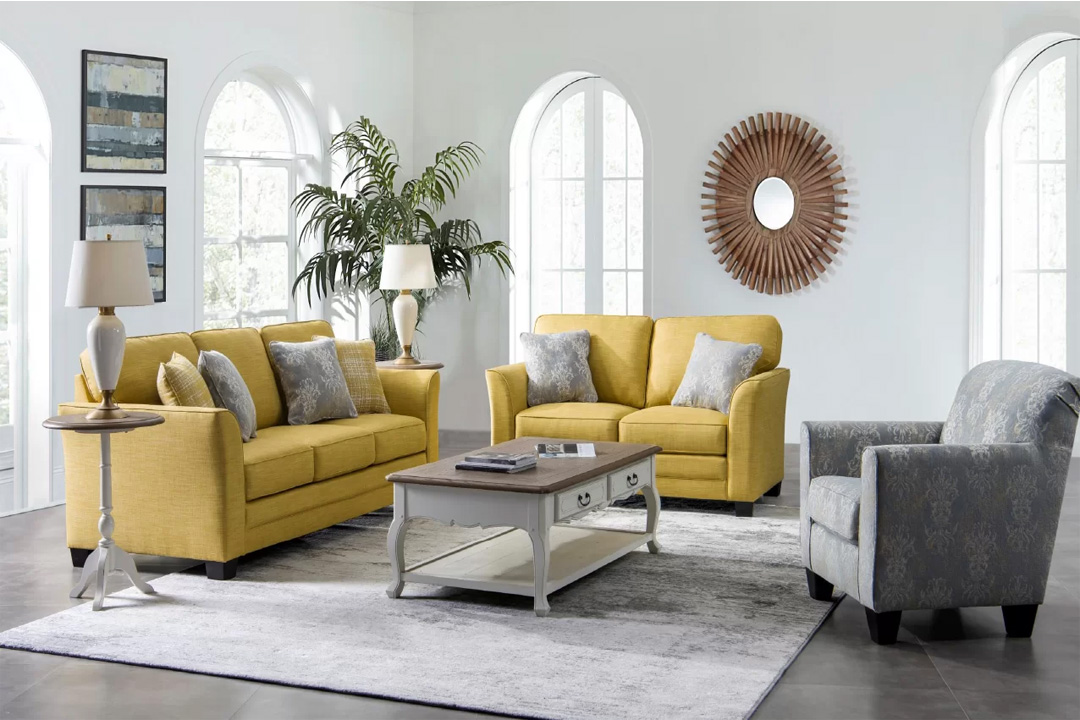Modern sofa set - yellow and gray XF-064