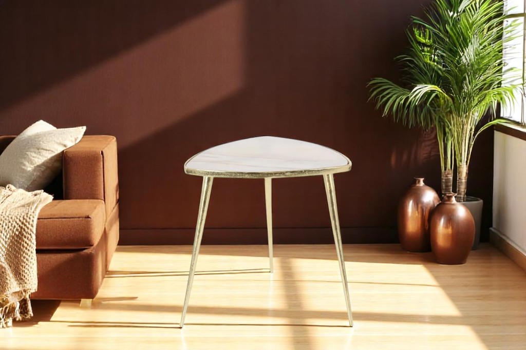 Modern side table - white and gold EA-53459 