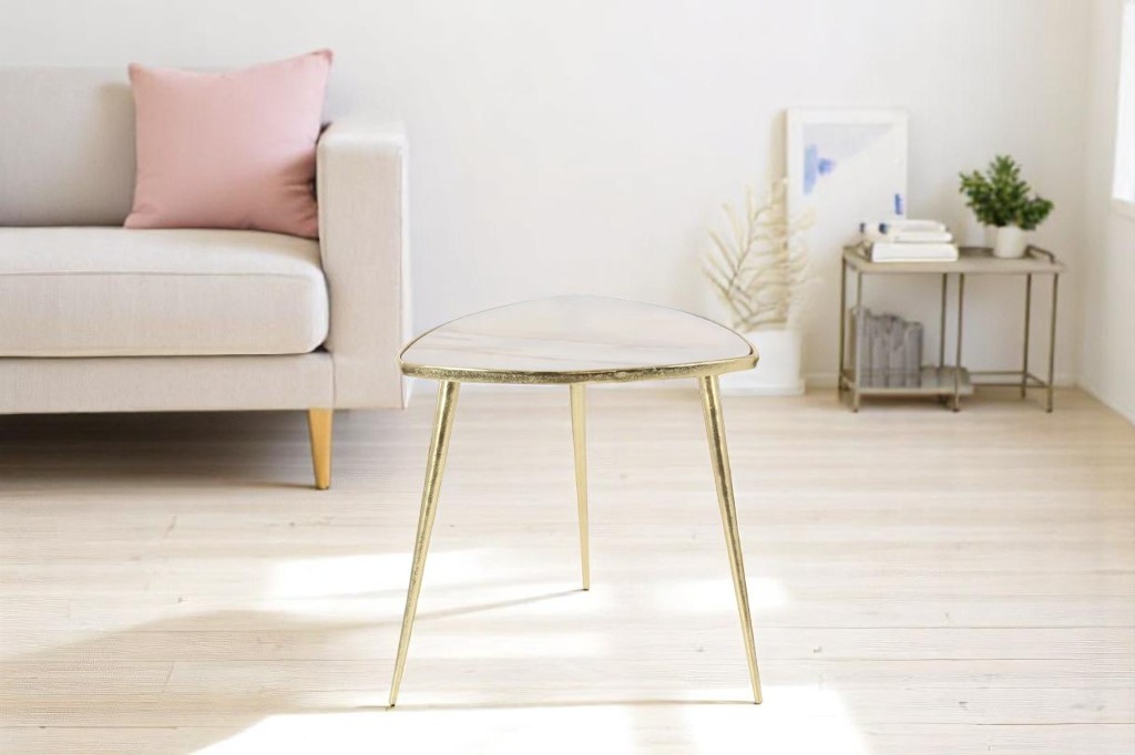 Modern side table - white and gold EA-53459 