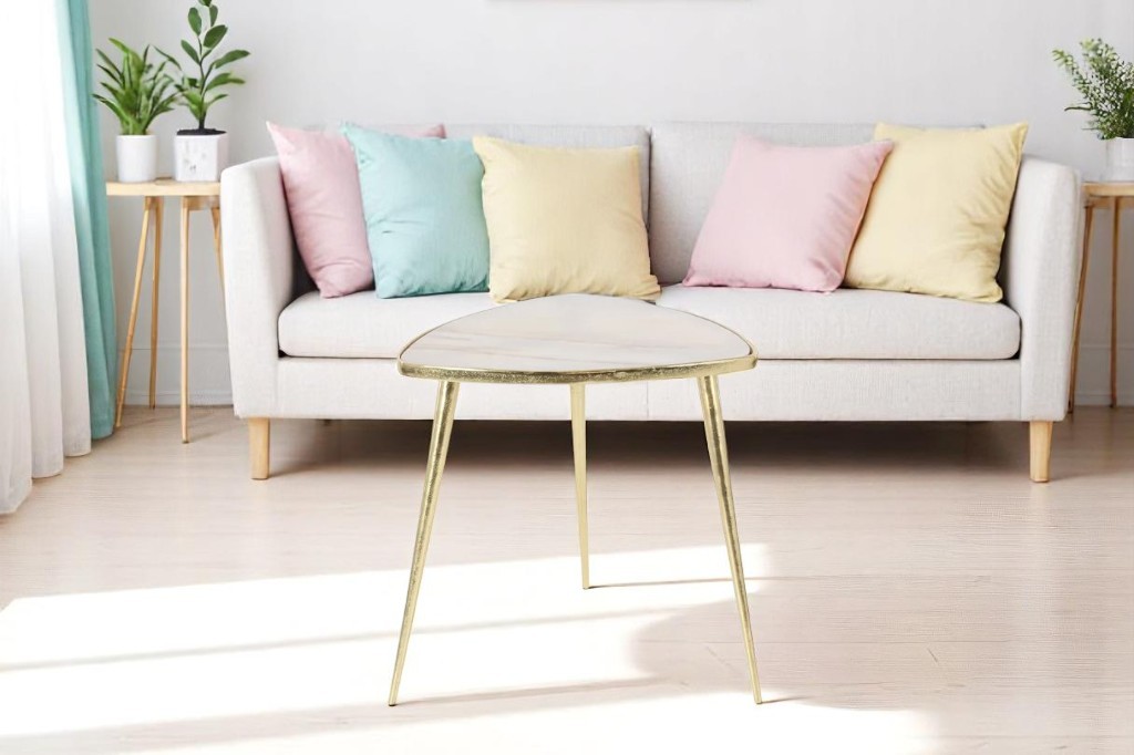 Modern side table - white and gold EA-53459 