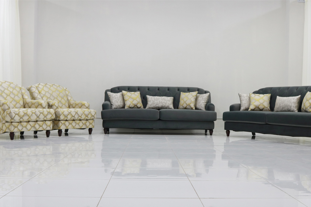 Modern sofa set 4 pieces, Alan  -Gray / multi-color chair