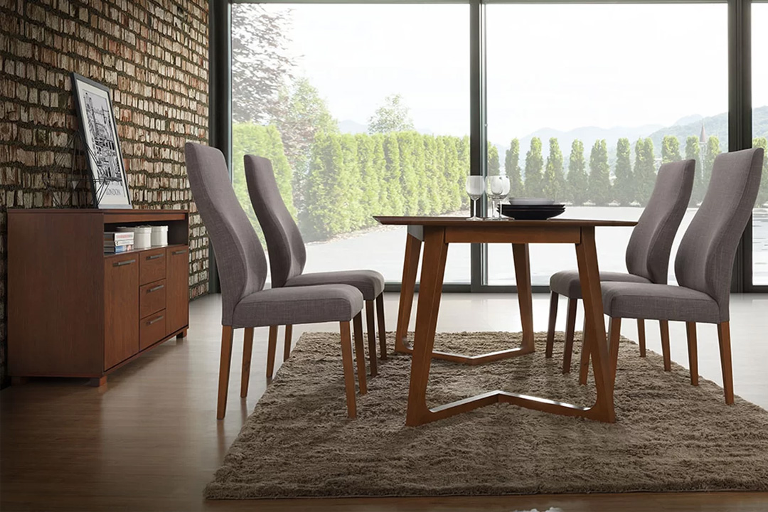 Dining table with 6 modern chairs HENNA