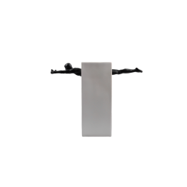 A rectangular piece of art with a human statue coming out of it HT-69963