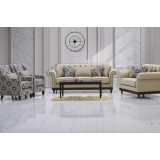 sofa set of 4 pieces, Beige + multicolored single chair CLOVER