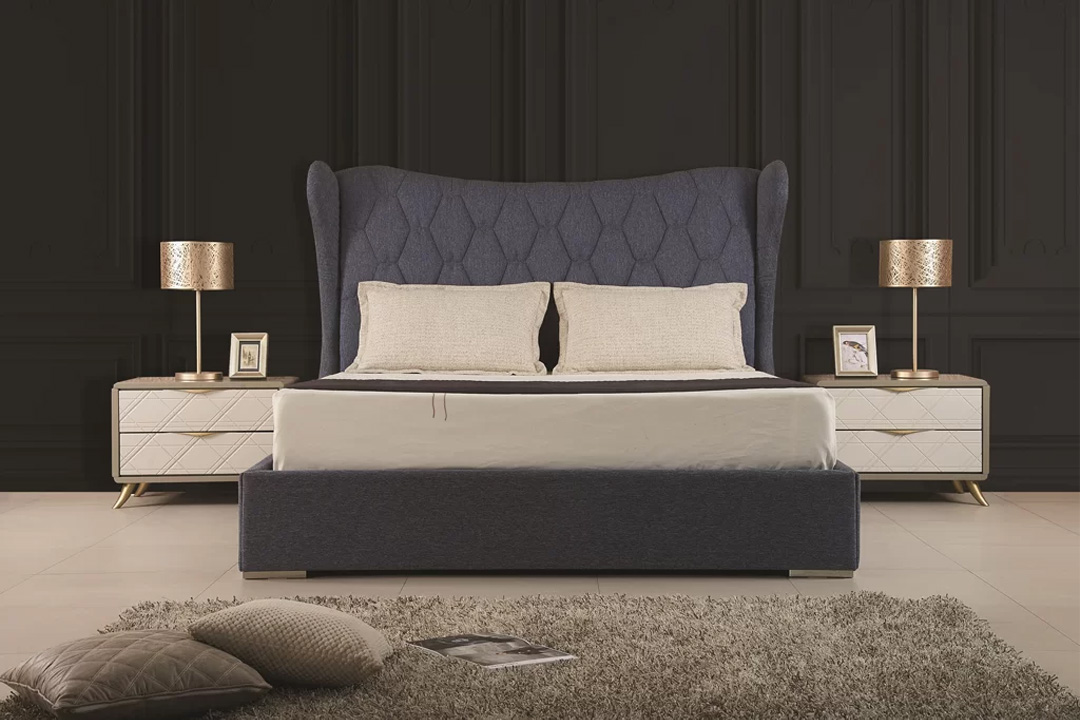Modern Bedroom navy blue and beige T-013