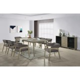 Modern dining table with 6 chairs, Britton, Brown