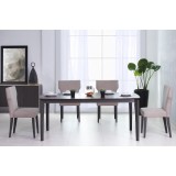 Dining table 8 chairs with modern buffet - brown LDS-014