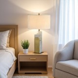 Modern lampshade with light gray and gold column HP-3010 