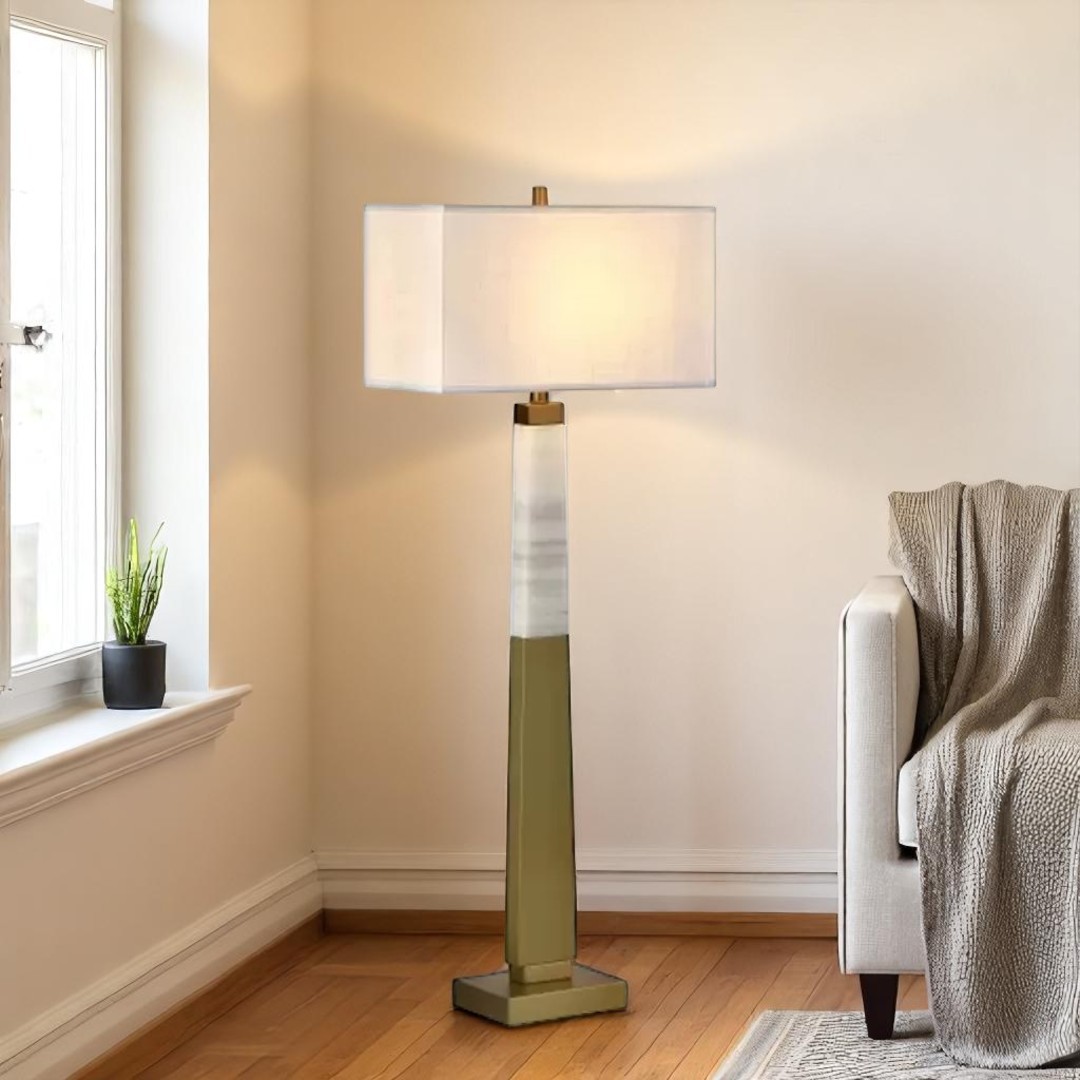 Modern stand lamp with golden base HB-3086