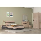 Modern bedroom with two single beds and a desk AB-25-2B