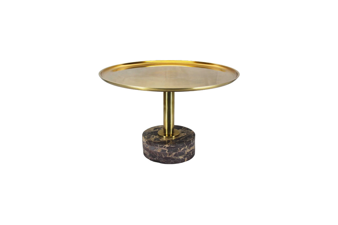 طاولة مفرد مودرن دائرية باللون الذهبي بقاعدة رخام 69382-R