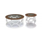 طقم طاولة شاي 3 قطع باللون الابيض (Light) QAS-0011
