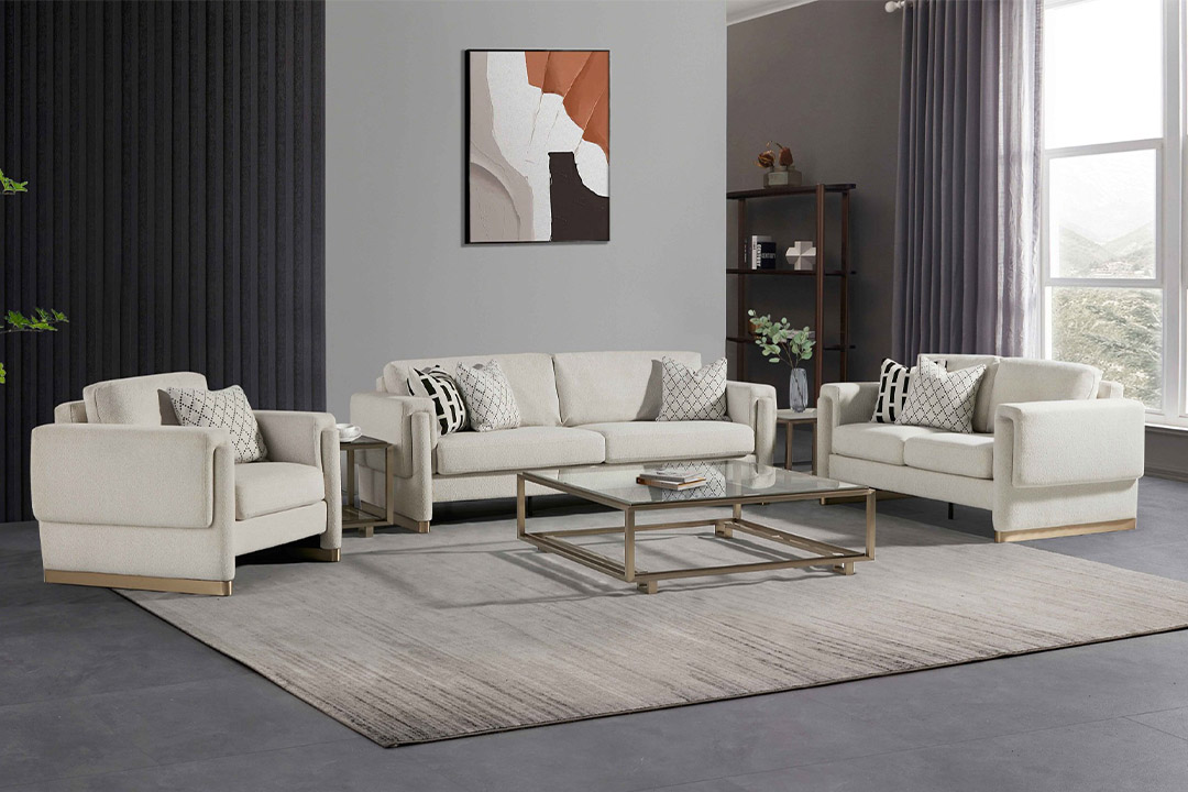 Modern beige 5 piece sofa set YP-8030