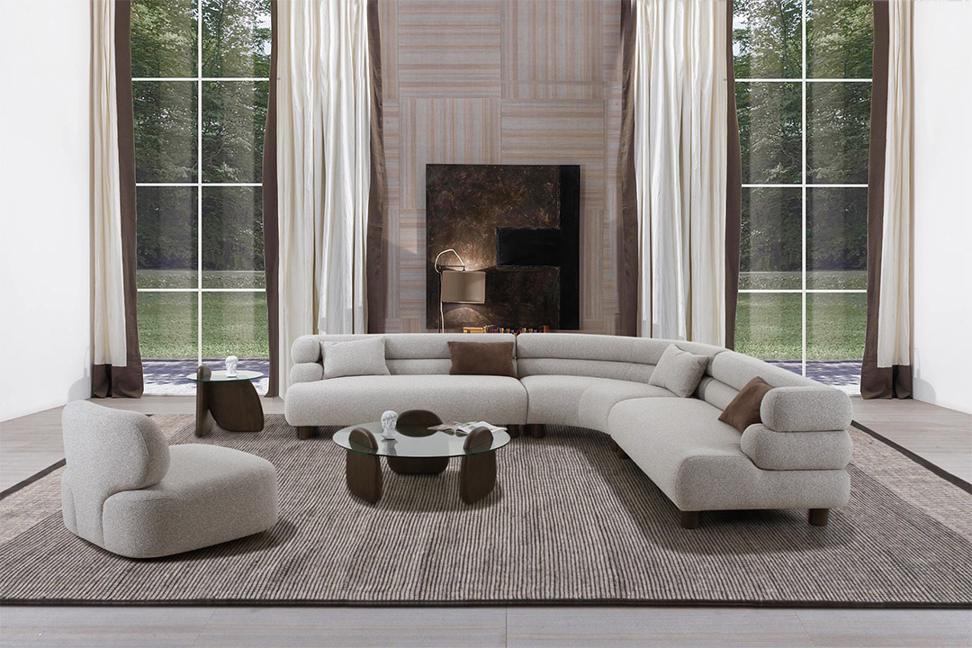 Corner sofa set with modern chair ZW-23049