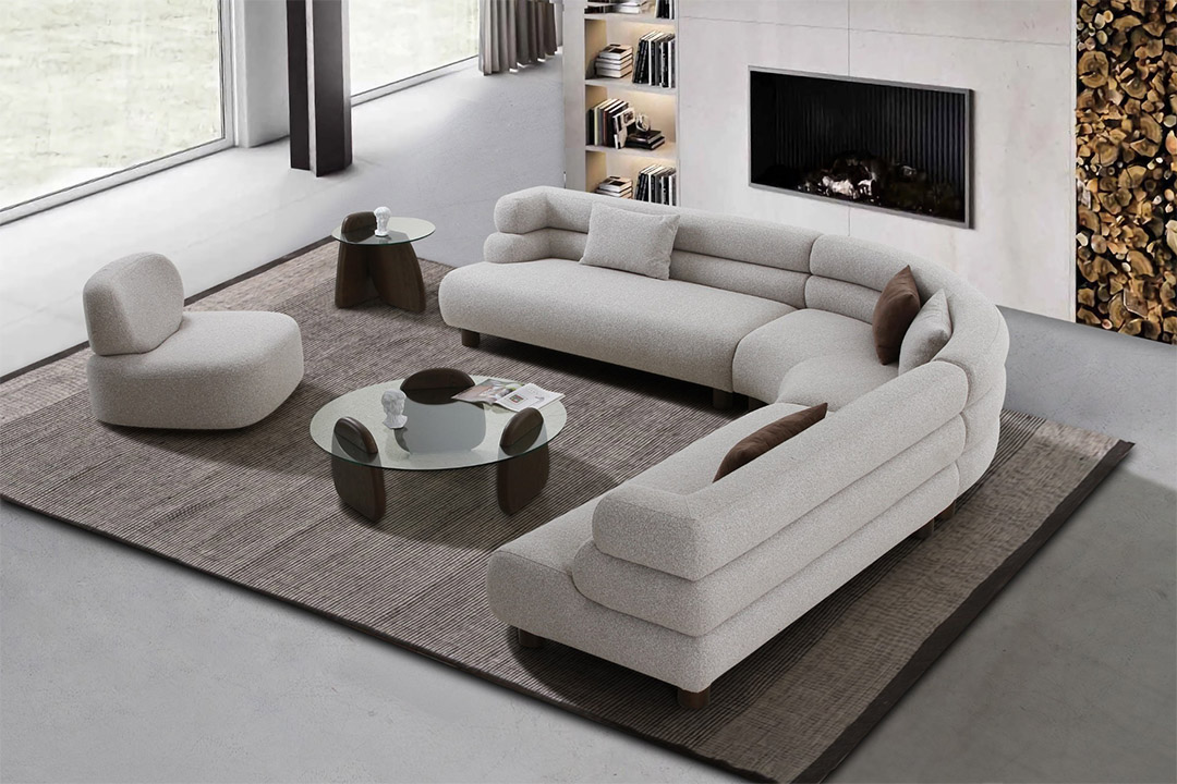 Corner sofa set with modern chair ZW-23049